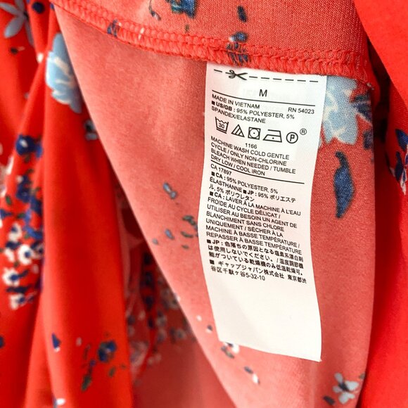 Banana Republic Red Sheer Floral Wrap Blouse – Size M - Picture 4 of 7